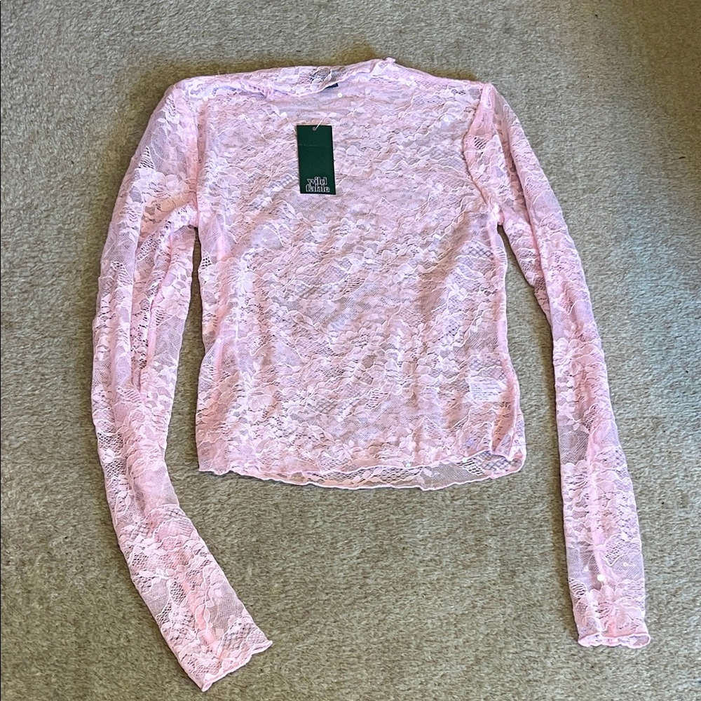 NWT Wild Fable Light Pink Lace Blouse with sequins S